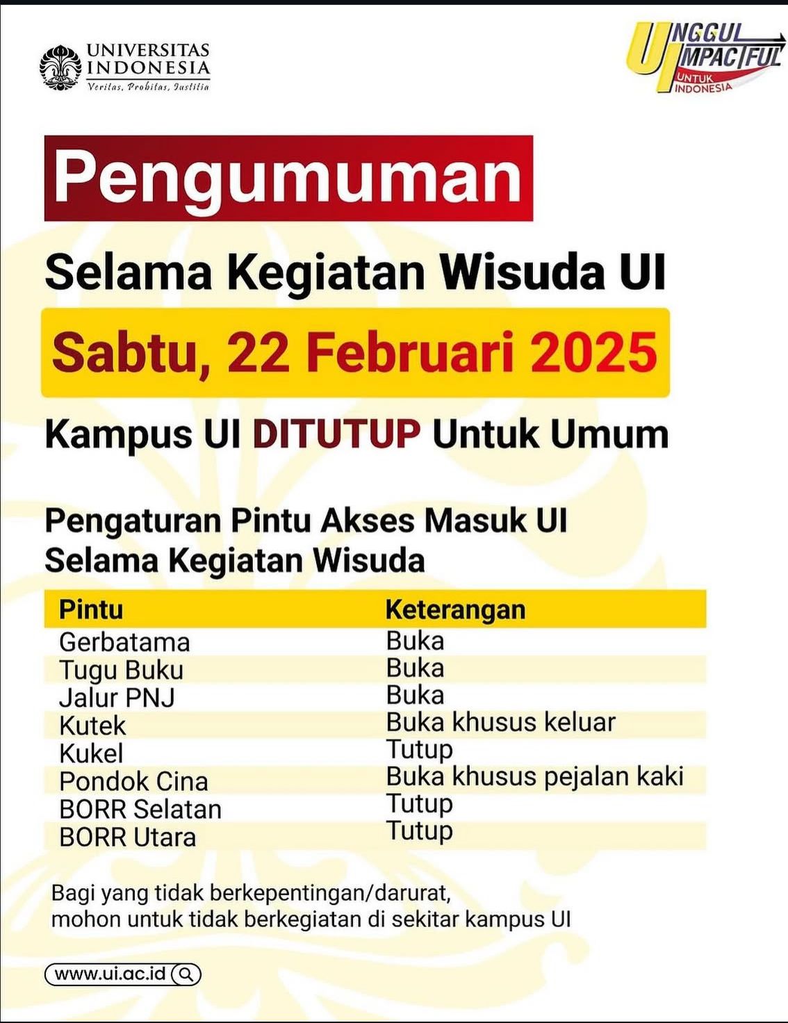 Pengumuman Wisuda UI